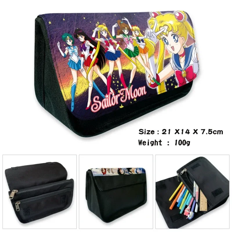 Cartoon Anime Sailors Moons Luna Cat Pencil Case Stationery Box - Large Capacity Canvas Double-Layer Pencil Case Student Wallet