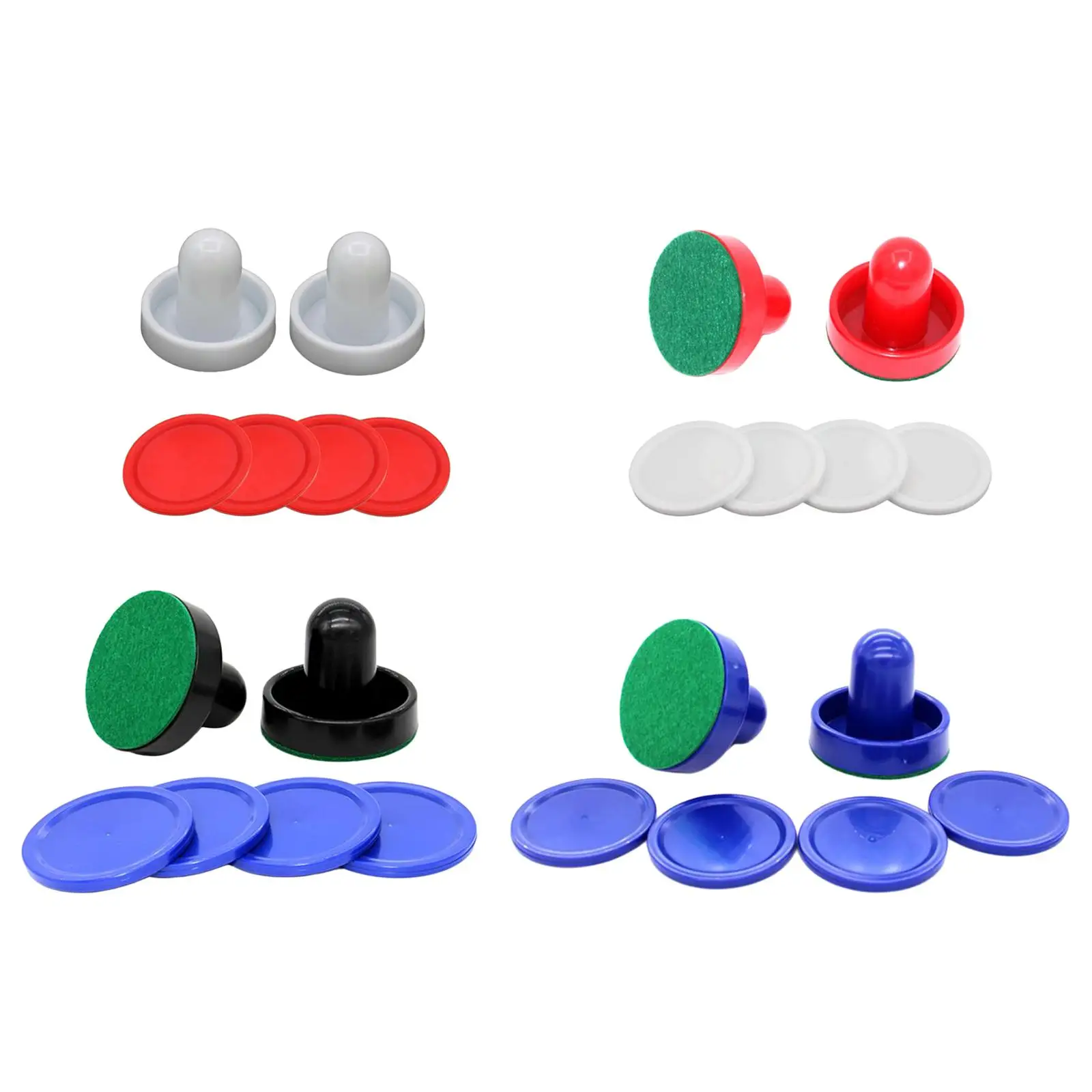 Goal Handles Pushers, 2x Air Hockey Pushers and 4x Air Hockey Pucks, Family Game Game Tables Green Felt Air Hockey Slider