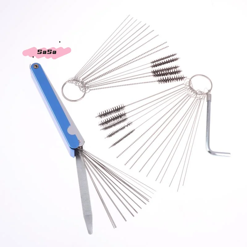 مجموعة أدوات تنظيف المكربن - فرش إبر إزالة الأوساخ الكربونية لصيانة المنشار الكربوني للدراجات النارية ATV