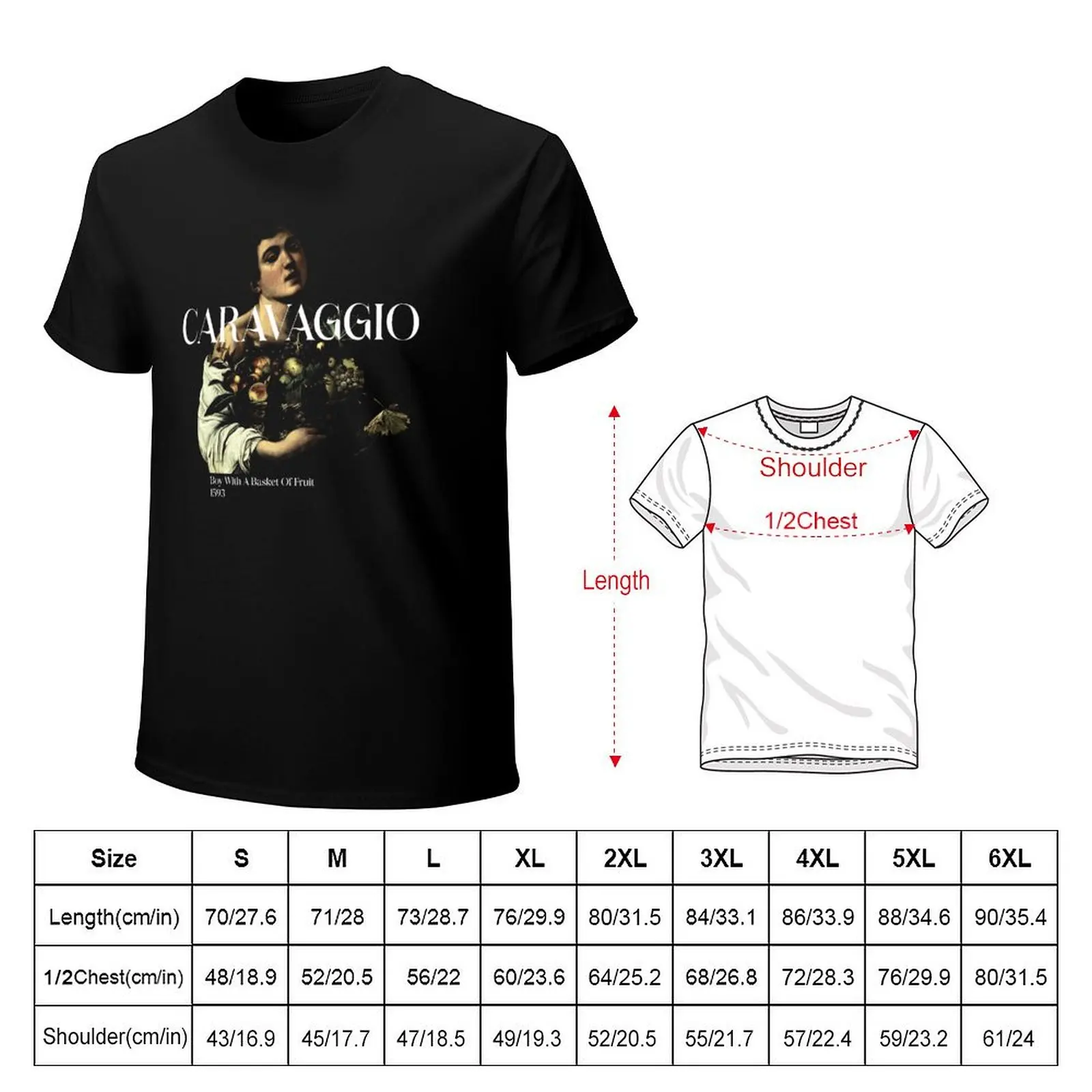 Boy With A Basket Of Fruit - Caravaggio T-Shirt Vintage Print Crew Neck Tee