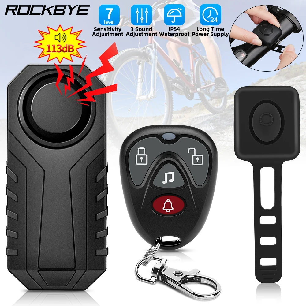 Rockbye Wireless Bicycle Alarm IP55 Waterproof Motorcycle Bike Alarm Remote Control Anti theft Bike Accessories