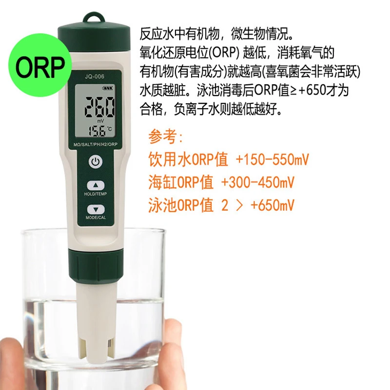 10 in 1 Water Quality Testing Pen PH/TDS/EC/SALT/TEMP/S.G/ORP/H2/Fertile/Resistivity Tester Pools, Aquariums Meter Detector