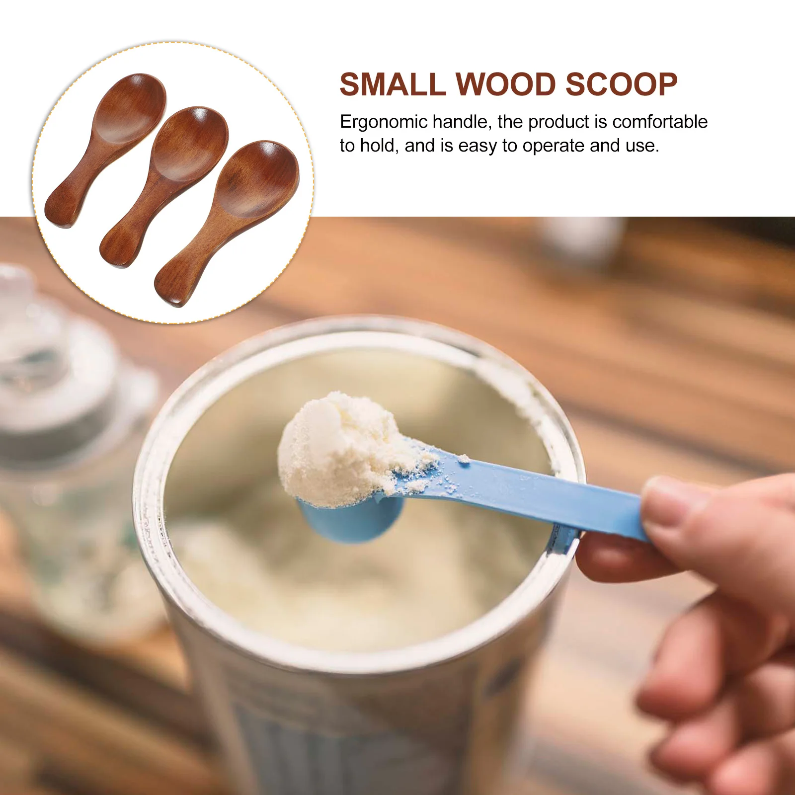 

3Pcs Small Wooden Spoons Mini Wood Scoop Set for Coffee Cake Baby Food Infant Feeding Salt Pig Spoon Small Wood Scoop