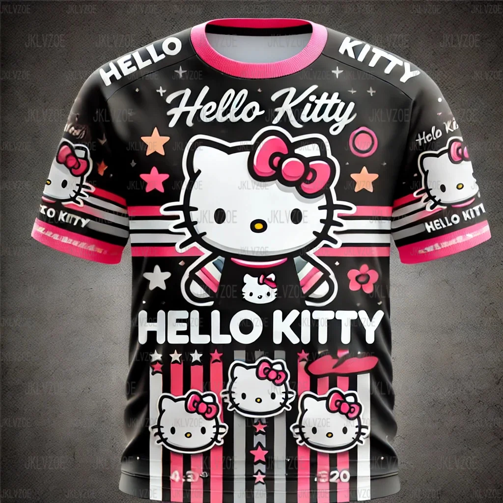 

Футболка MINISO Sanrio с 3D принтом Hello Kitty, футбольная майка, специальное издание, летняя спортивная повседневная футболка с коротким рукавом для детей/взрослых