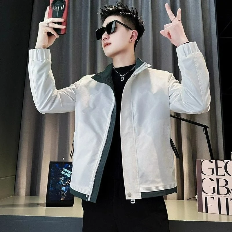 

The 25-year New Stand-up Collar Jacket for Men Short Trendy High-end Versatile and Casual Top for Spring Autumn Men's Clothing