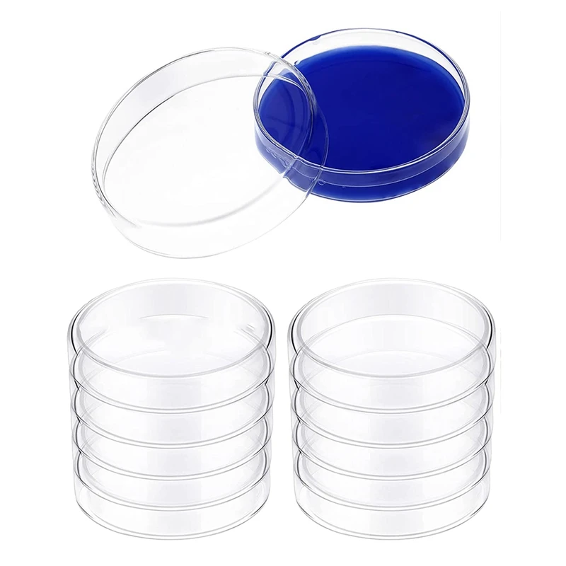 Glass Petri Dish Set Borosilicate Lab Plates Transparent Tissue Culture Plates with Lid (10 Pieces, 60 x 20 mm)