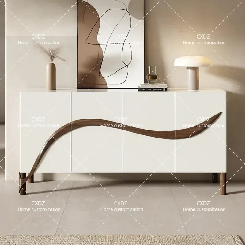Minimalist Side Cabinet Storage Locker Quiet Wind Style Personalized Porch Cabinet with Simple Art Design Italian Paint