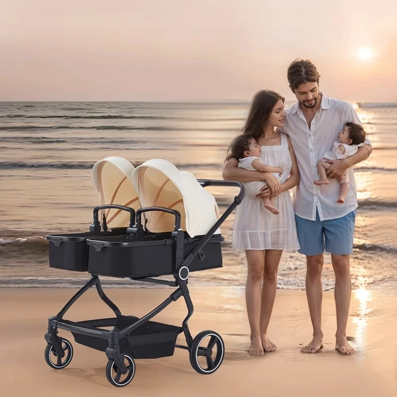 عربة أطفال متكاملة عالية الرؤية، يمكن الجلوس أو الاستلقاء، عربة سفر خارجية خفيفة للغاية وقابلة للطي