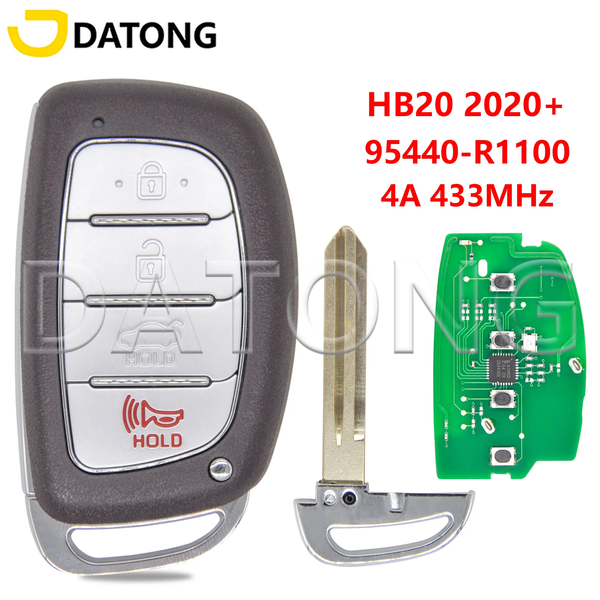 

Автомобильный ключ-пульт Datong World HB20 95440-R1100 с чипом 4A, 433 МГц, для Hyundai HB20 2020 2021 2022