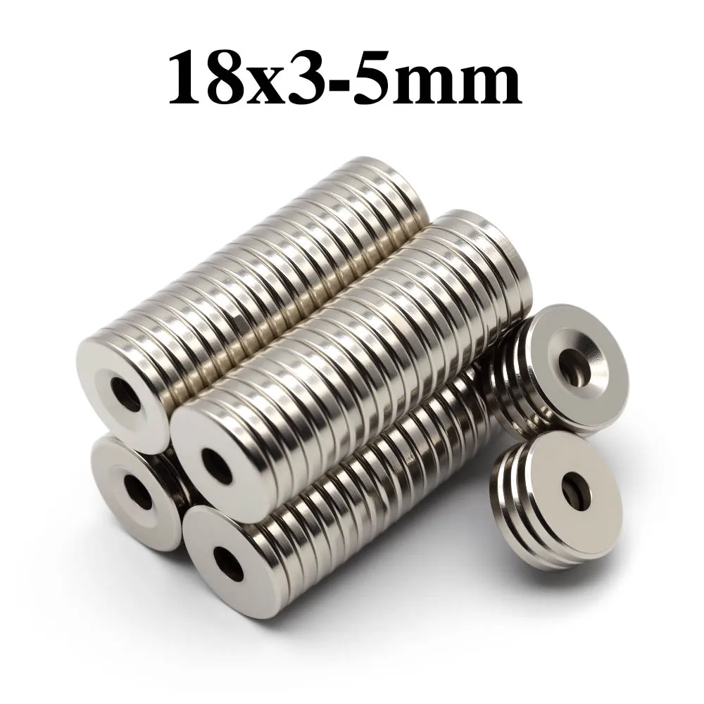 

18x3-5mm Super Powerful Round With Holes Magnet Neodymium Magnet NdfeB N35 Strong Permanent Magnetic imanes Refrigerator Magnet