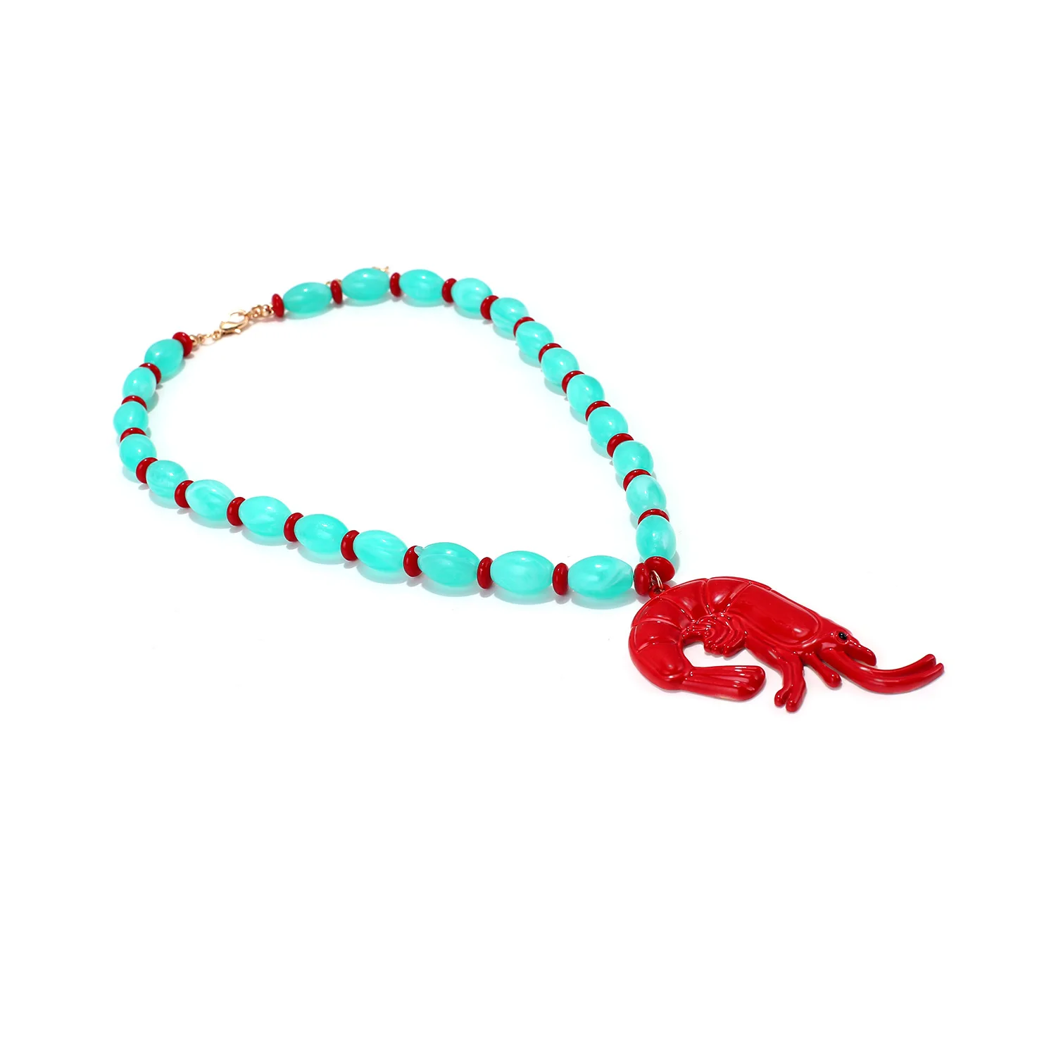 2026 Persönlichkeitsdesign Harz-Perlenketten mit Hummer-Anhänger Halskette für Damen Sommer Strand Party Schmuck Halsaccessoires – Detail 6