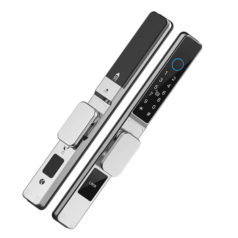A92Z Tuya Wifi App Waterproof Smart Aluminum Door Lock Double Hook Mortise Fingerprint Password Sliding Door Lock