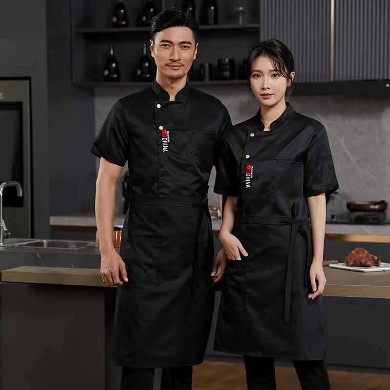 Veste de chef cuisinier pour hommes, uniforme de chef cuisinier, vêtements de travail de service alimentaire, tenue de travail de restaurant et d'hôtel