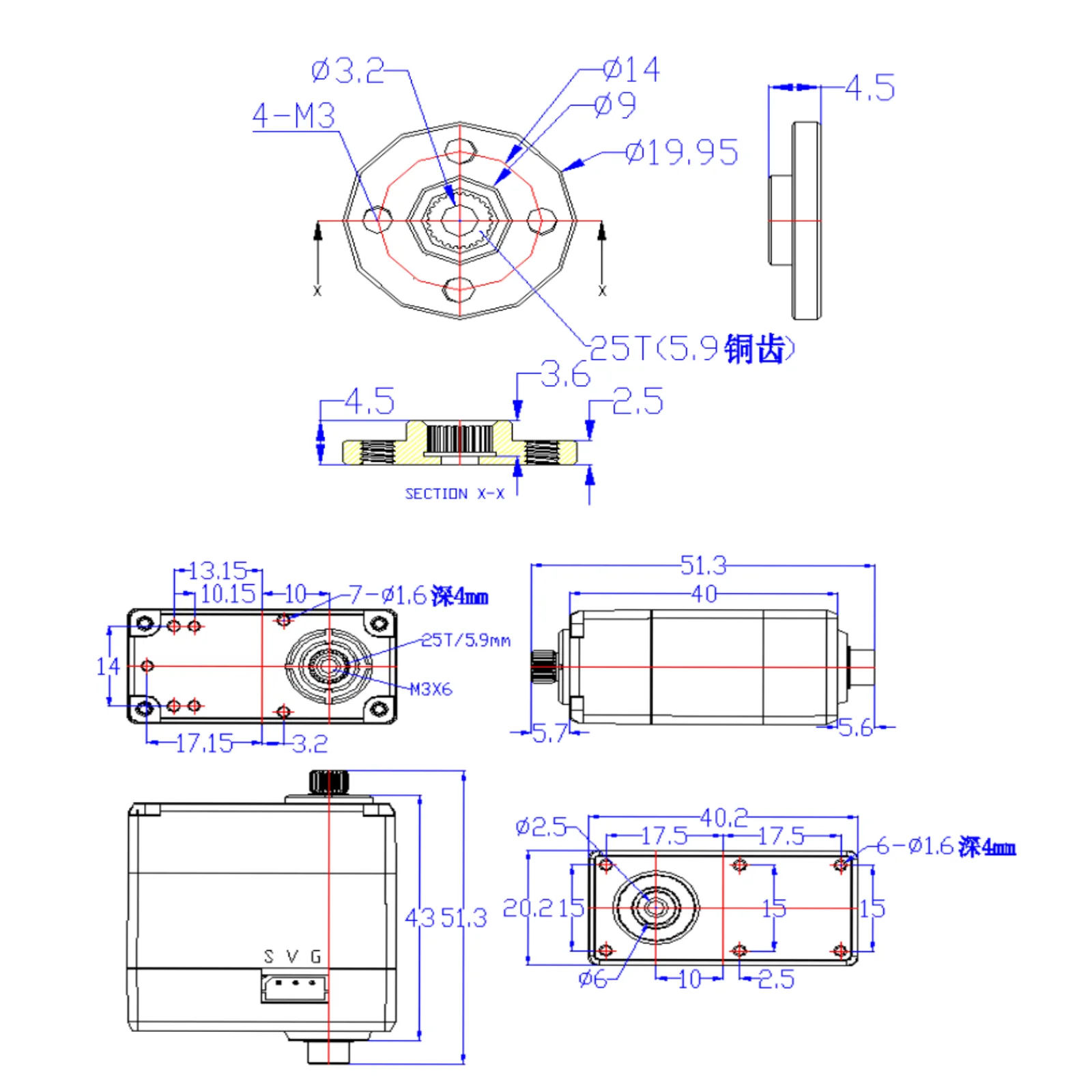 FEETECH 15KG SCS15 seriële servomotor met dubbele as 7,4V 180 °   Hoekbesturingsbare motor met beugel DIY voor intelligent robotmodel