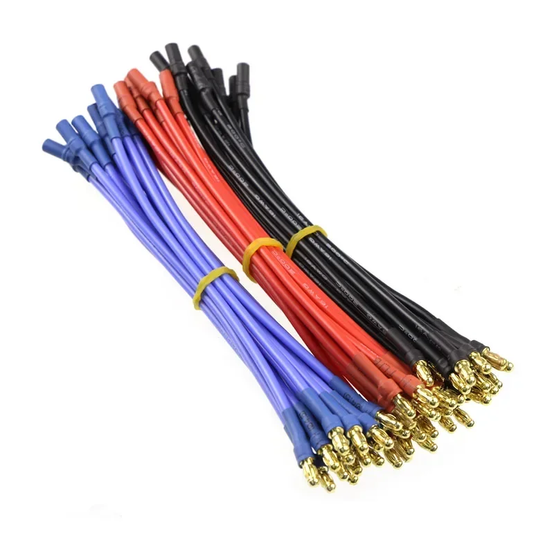 10PCS 3.5mm Banana Connector 16AWG Silicone Extension Wire 100mm / 200mm / 300mm / 400mm / 500mm