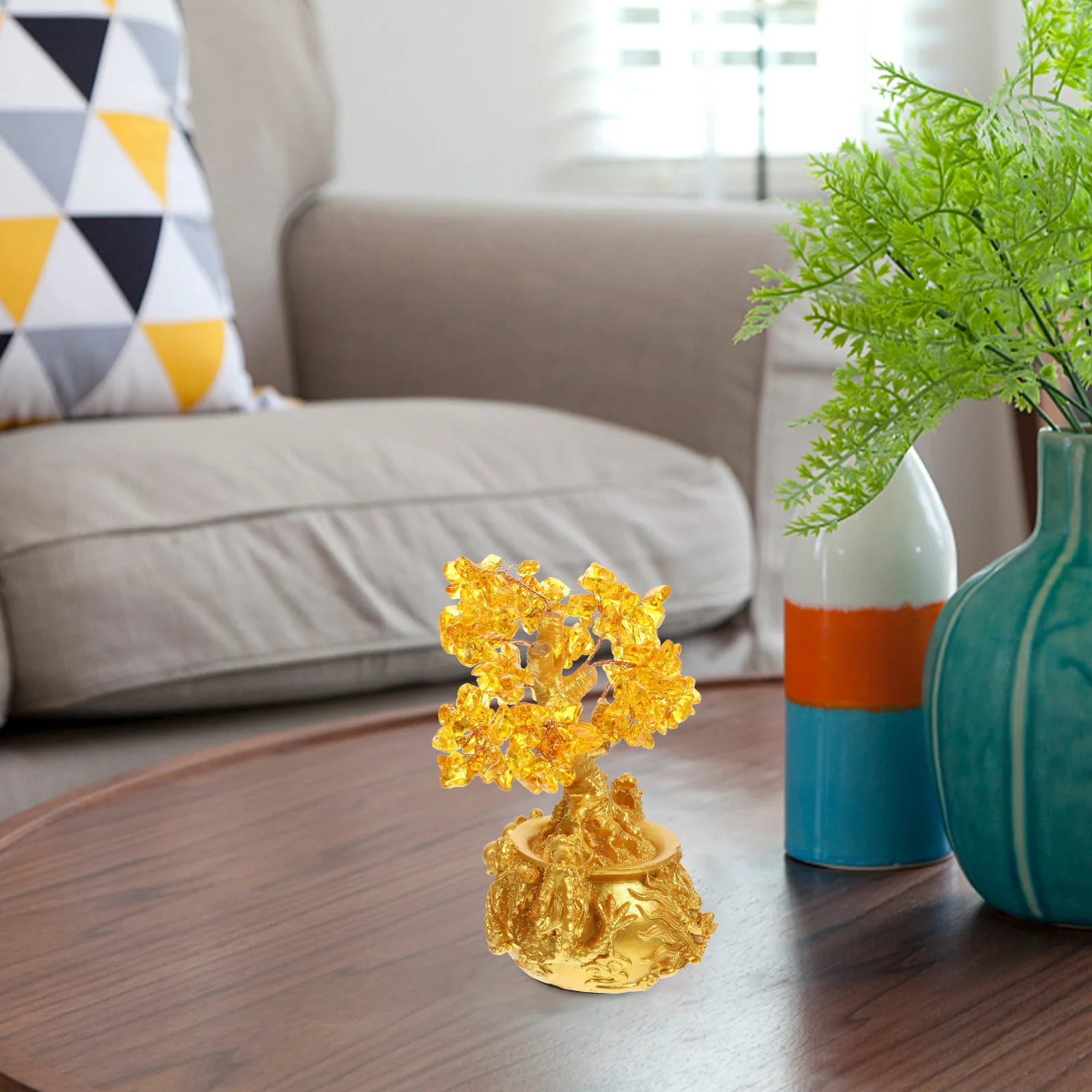 

1Pcs Crystal Money Tree Bonsai Fortune Tree Desk Ornament Feng Shui Home Office Decor Prosperity Cash Cow Desktop Adornment