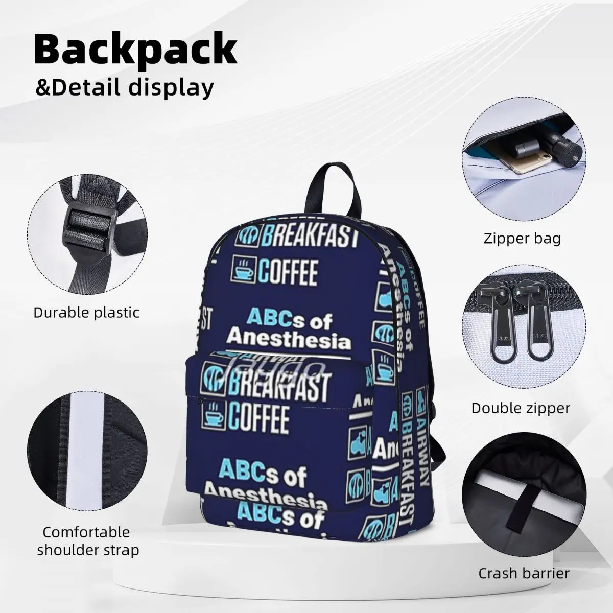 Anesthesiologist Anesthesiology Doctor Nurse Backpacks Large Capacity Student Book bag Shoulder Bag Laptop Rucksack