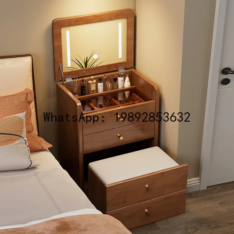 

X-20 solid wood vanity table - compact bedroom makeup desk with flip-top storage for bedside use