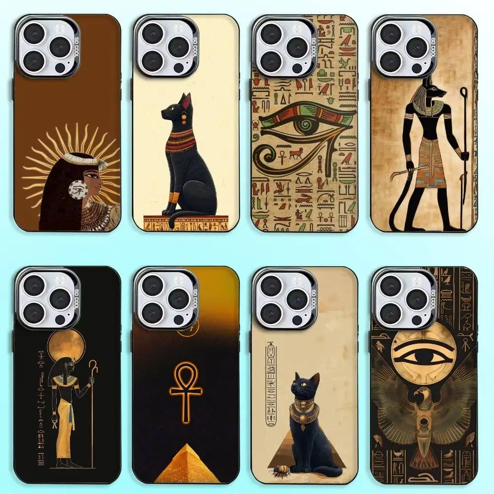 

A-Ancient E-Egypt Art Phone Case For iPhone17,16,15,14,13,12,11 Plus,Pro Max Colored Silver Plated Inside Cover