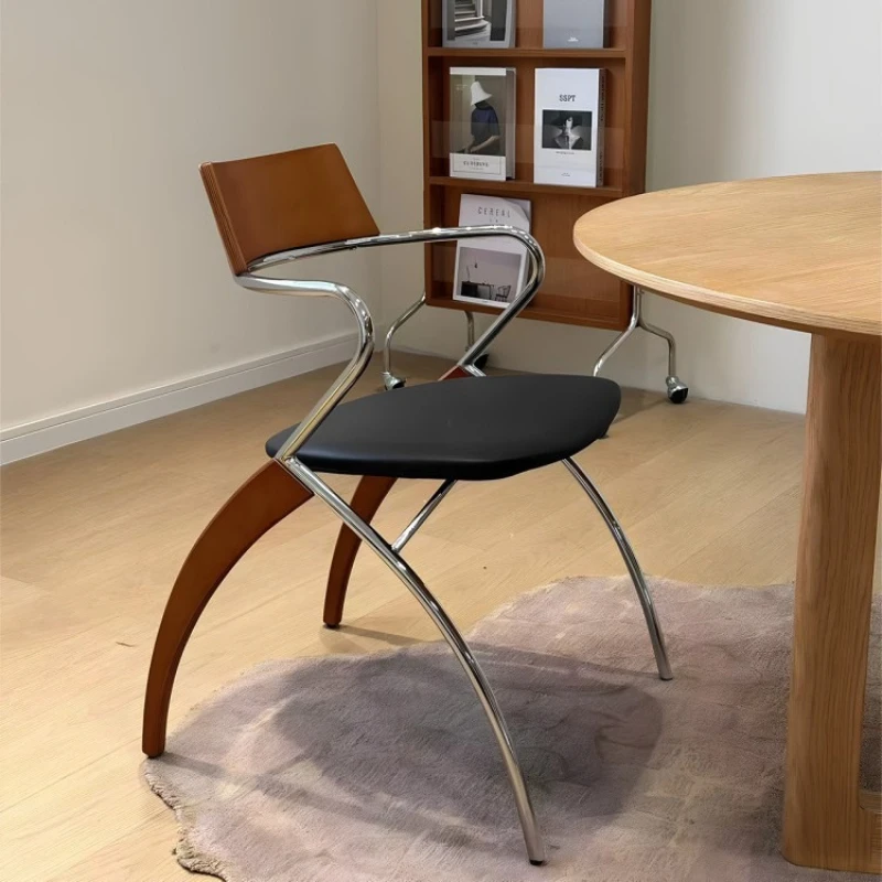 

Medieval dining chair backrest Nordic retro coffee shop chair light luxury high sense minimalist island dining table and chairs