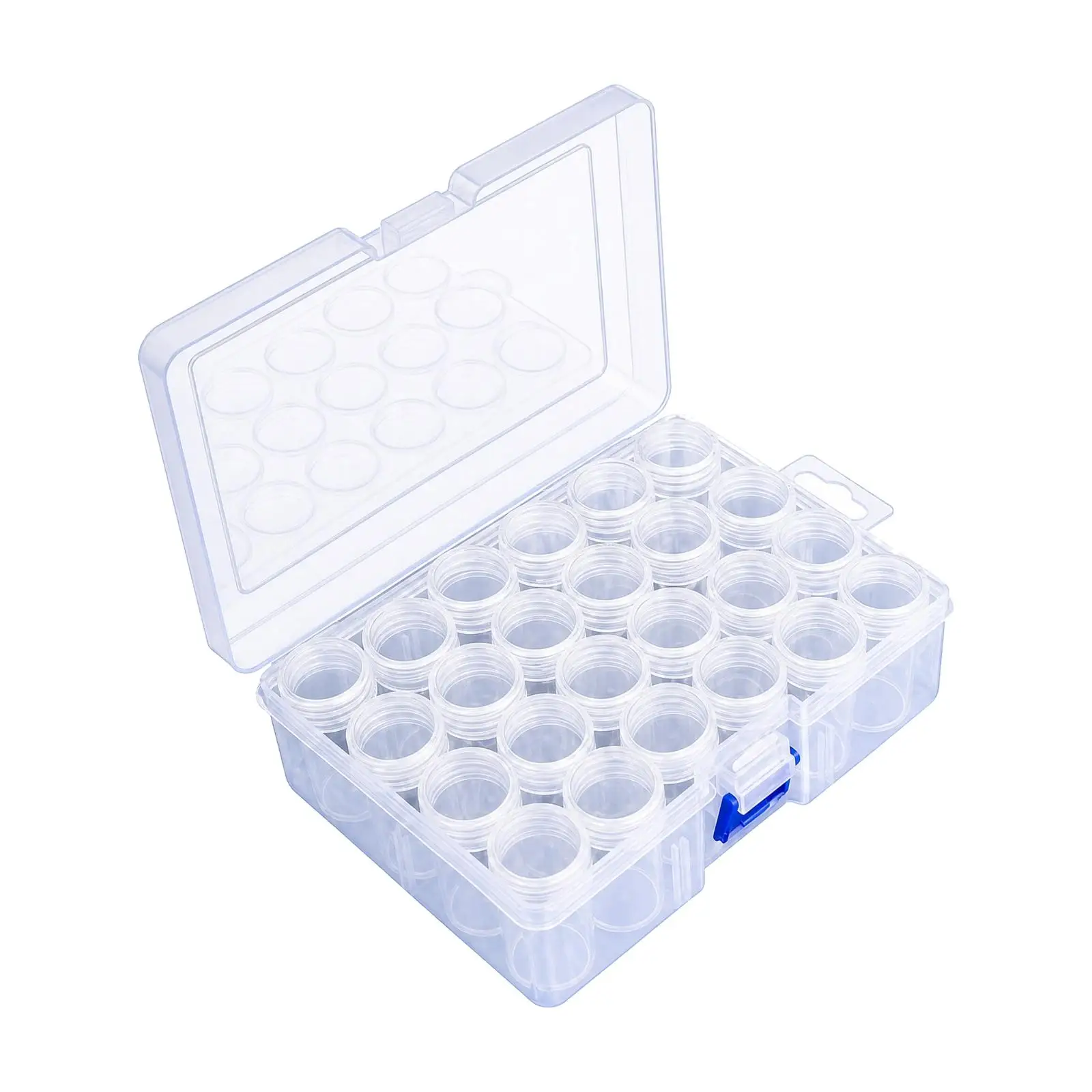 Stackable Plastic Organizer Box with Screw Top Jars for Beads Sequins and Small Loose Parts Storage