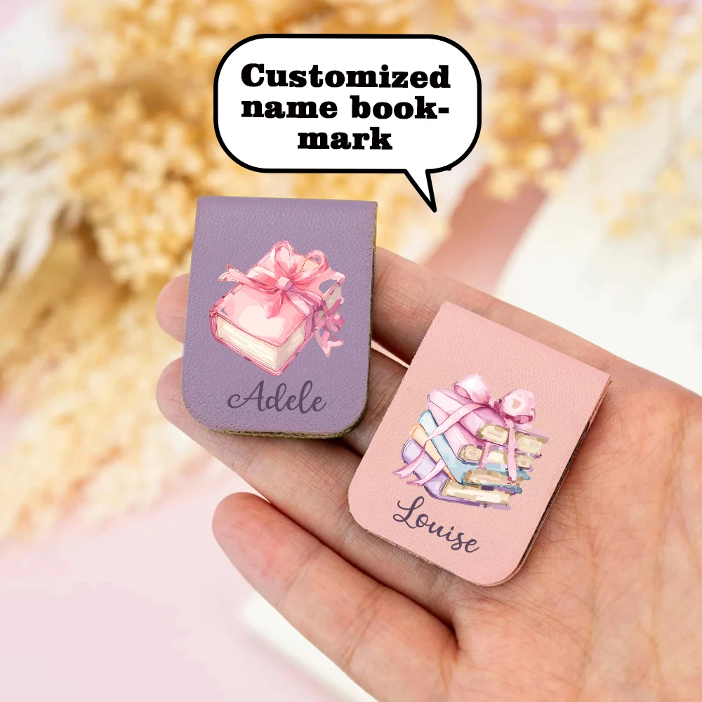 

1 personalized PU leather magnetic bookmark Magnetic, library bookmark Customizable birthday month flower name