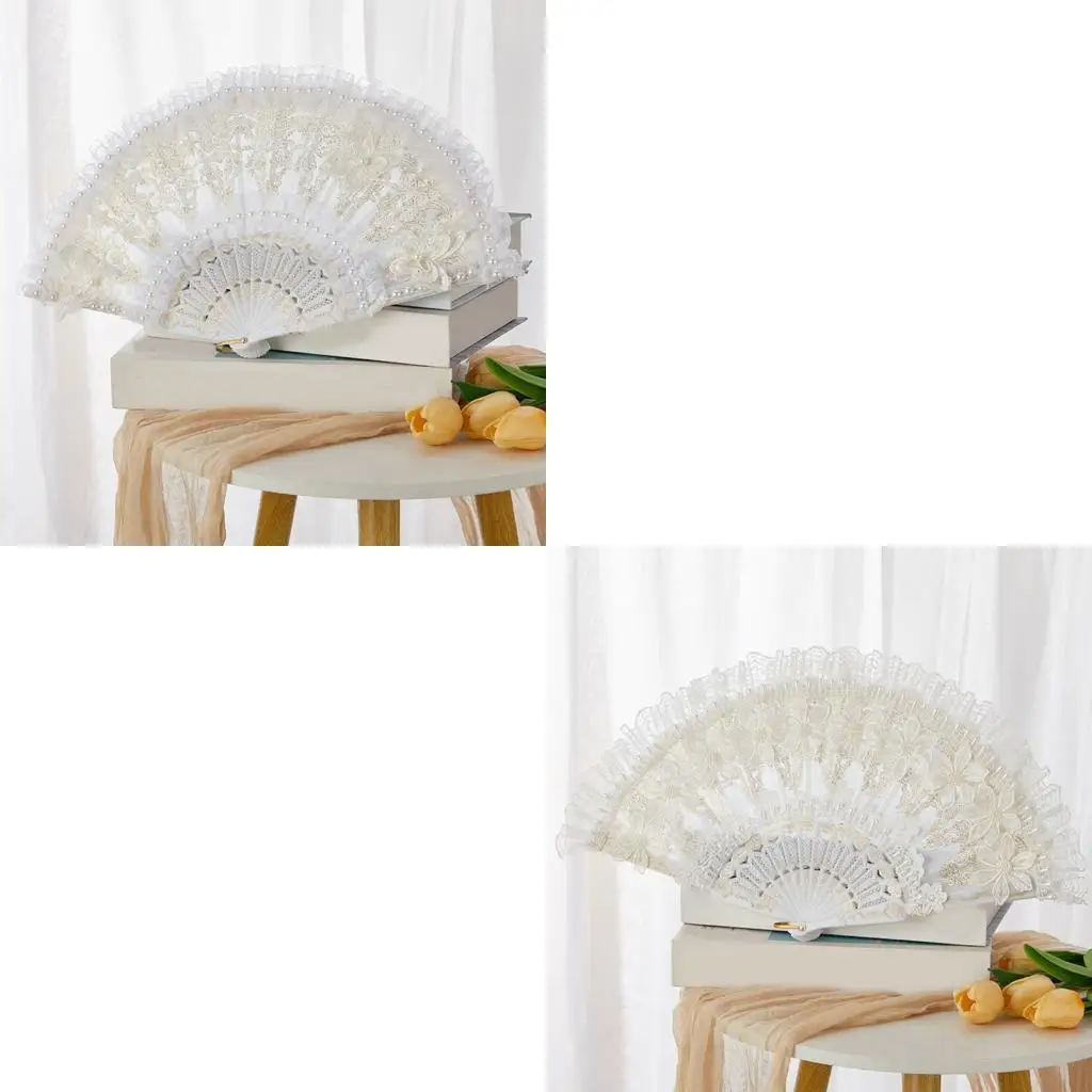 

652F Decorative Butterfly Lace Fan Multifunctional Design Cosplay Accessory For Weddings Photography Shows