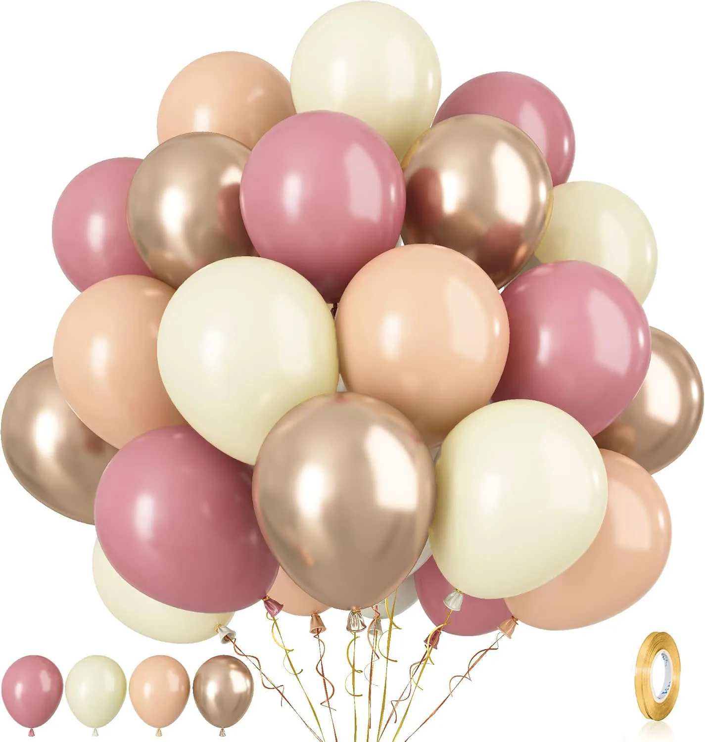 40 Stück Boho Rosa Sand Weiß Latex Ballons 10 Zoll Metall Chrom Gold Ballons für Geburtstag Hochzeit Baby Shower Party Dekor Globos