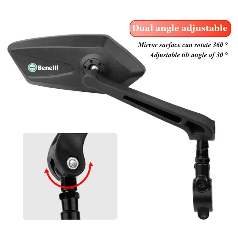 مرآة مقود الدراجة النارية Benelli TRK 502 Leoncino 500 BJ500 250 Leoncino250 قابلة للطي باللون الأسود بزاوية واسعة محدبة للرؤية الخلفية