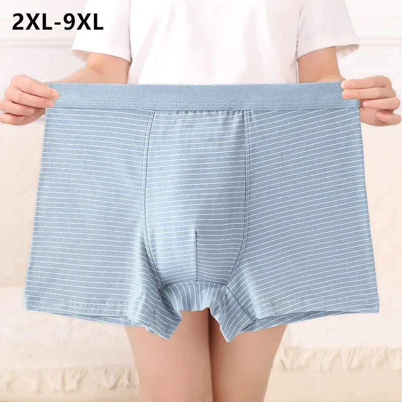 Stripes Pattern Cotton Men Boxers Breathable Male Panties Plus Size 9XL 8XL 7XL 6XL 130KG Boys Underwear Underpants Boxershorts