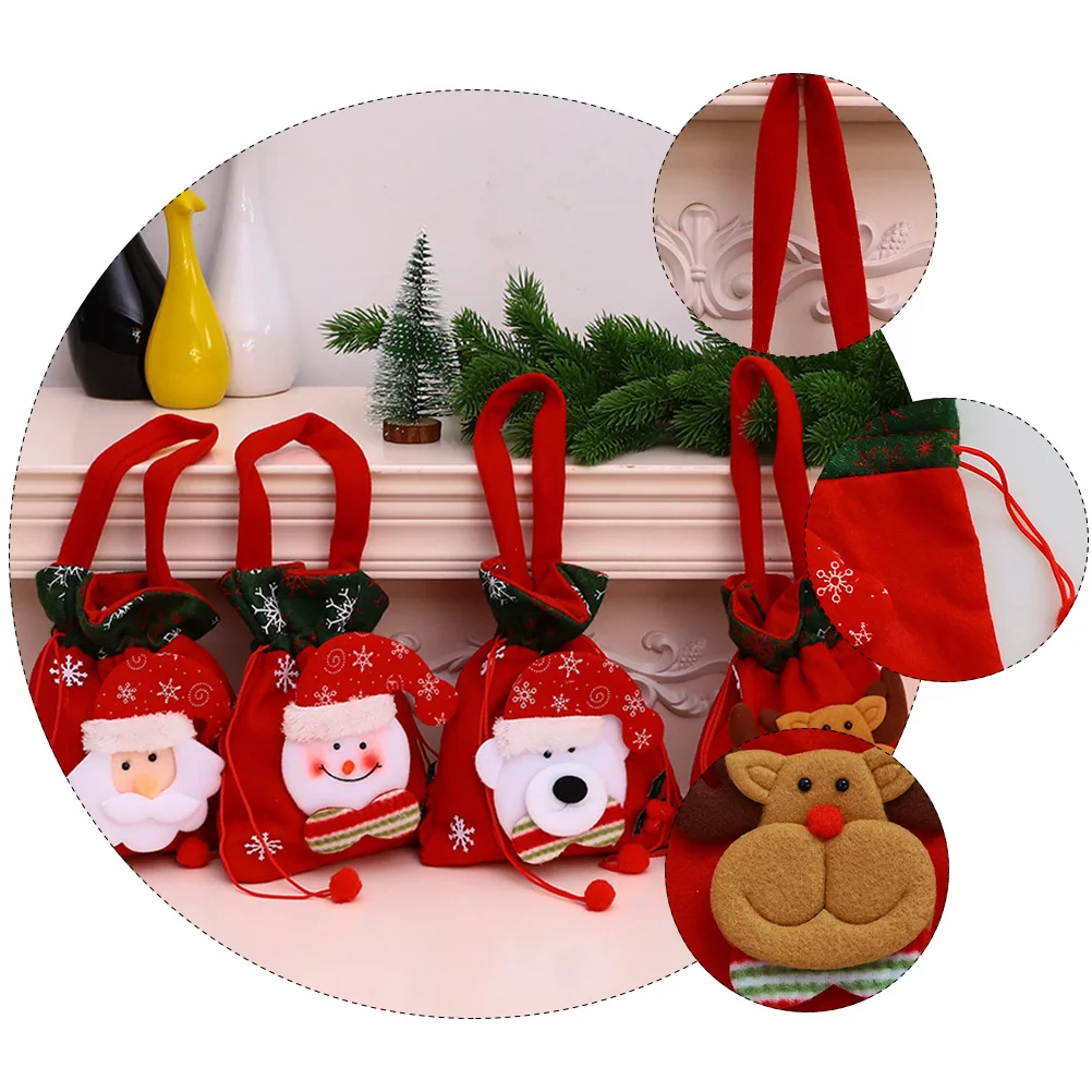 

4Pcs Party Gift Bag Christmas Candy Tote for Favors Storage Premium Lightweight Reusable Treats Nonwovens Handbag