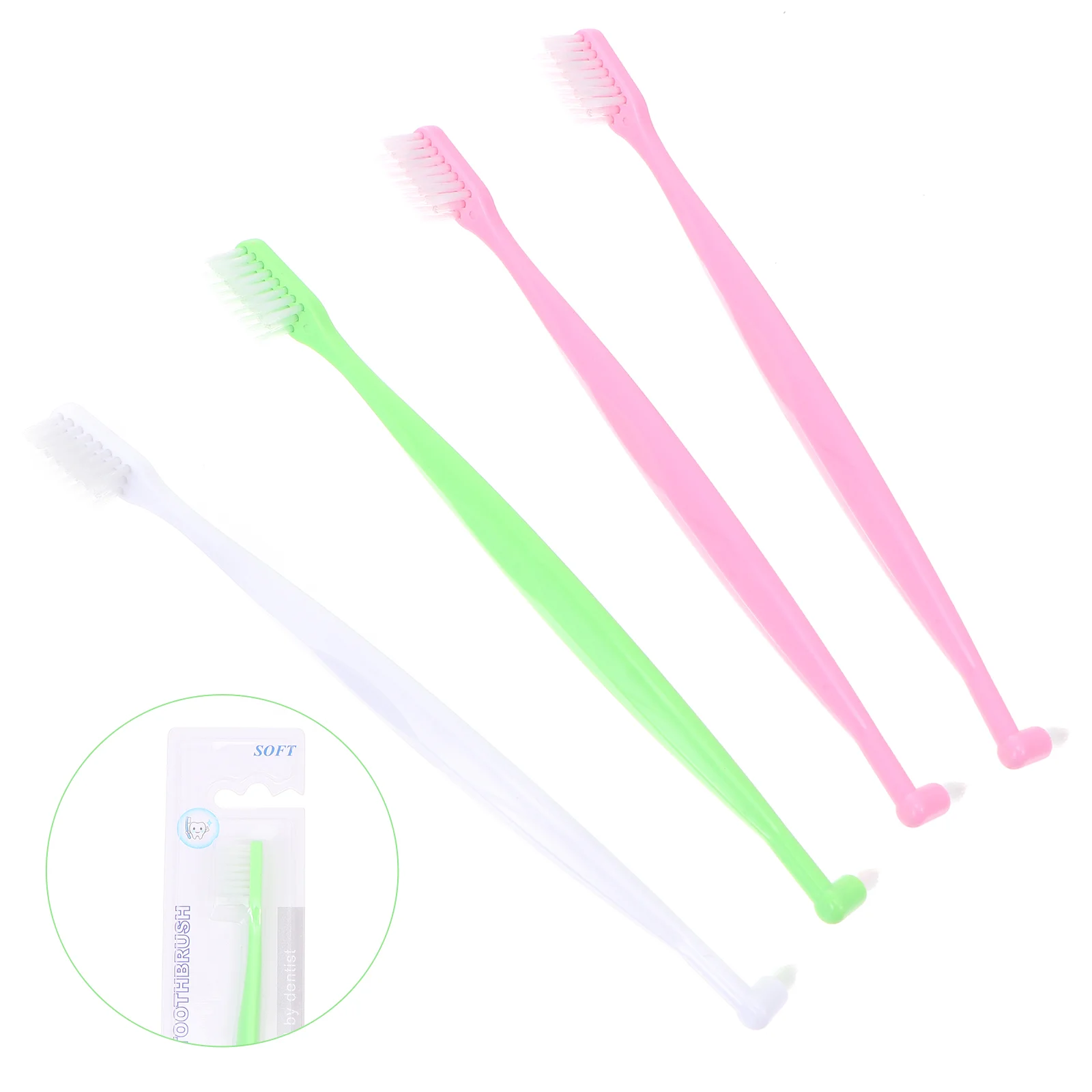 4 ชิ้น Double-Headed Wisdom ฟันแปรง PP วัสดุแปรงสีฟันเรียวสะอาดต้องมี Interdental Dual หัว COZY ผสมสี