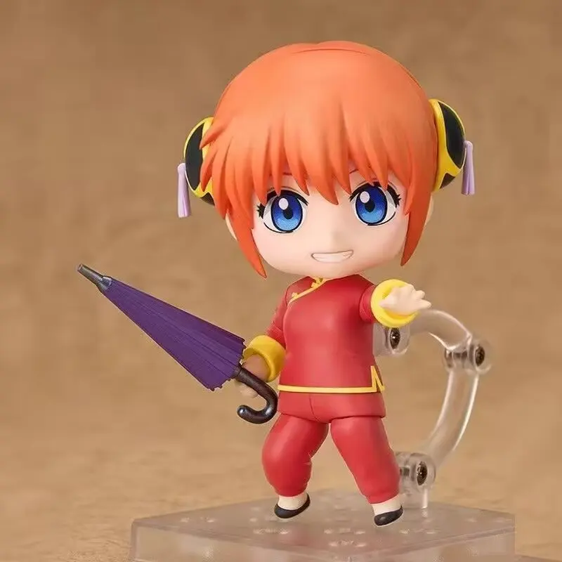 10cm # 2462 Kagura # 2458 Shimura Shinpachi # 2420 Gintama Sakata Gintoki Anime Action Figure Brinquedos