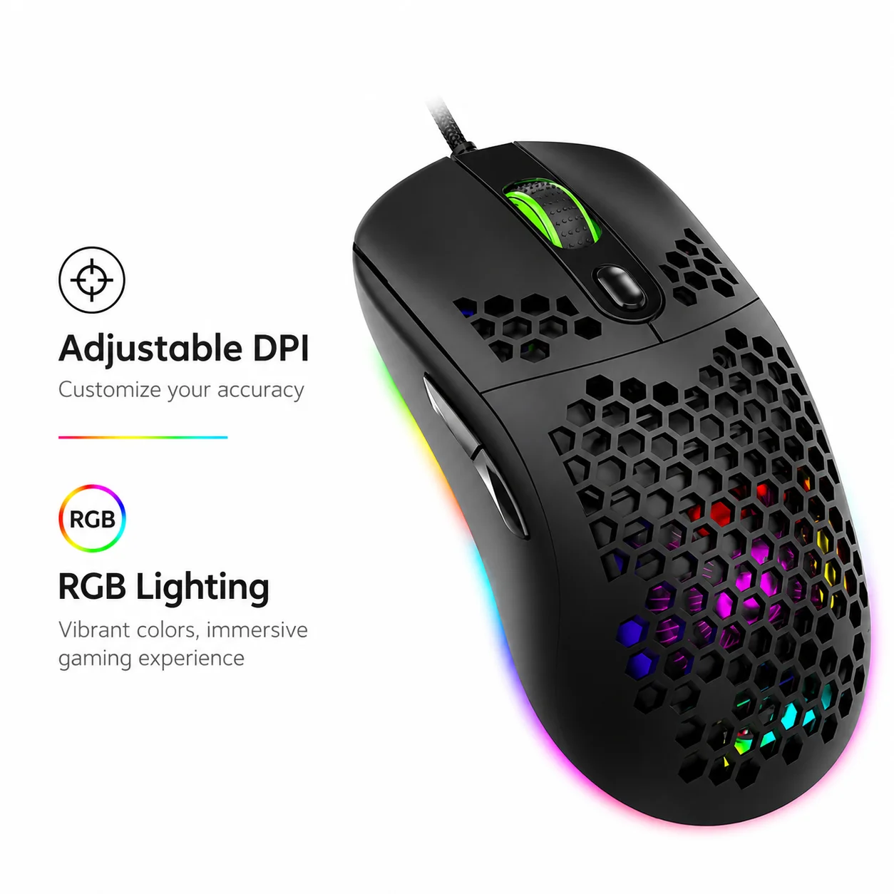 Mouse sem fio, mousepad gamer, mouse para jogos, acessórios para computador, DPI ajustável para desktop e laptop.