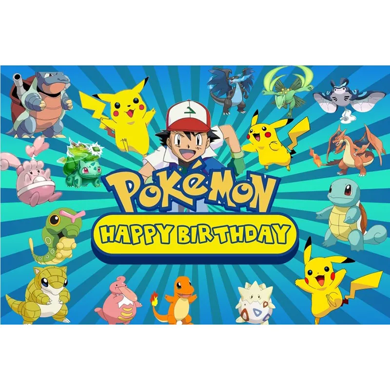 Pokemon Birthday Party Decorations Pikachu Foil Balloons Disposable Tableware Plate Napkin Backdrop For Kids Boy Party Supplies