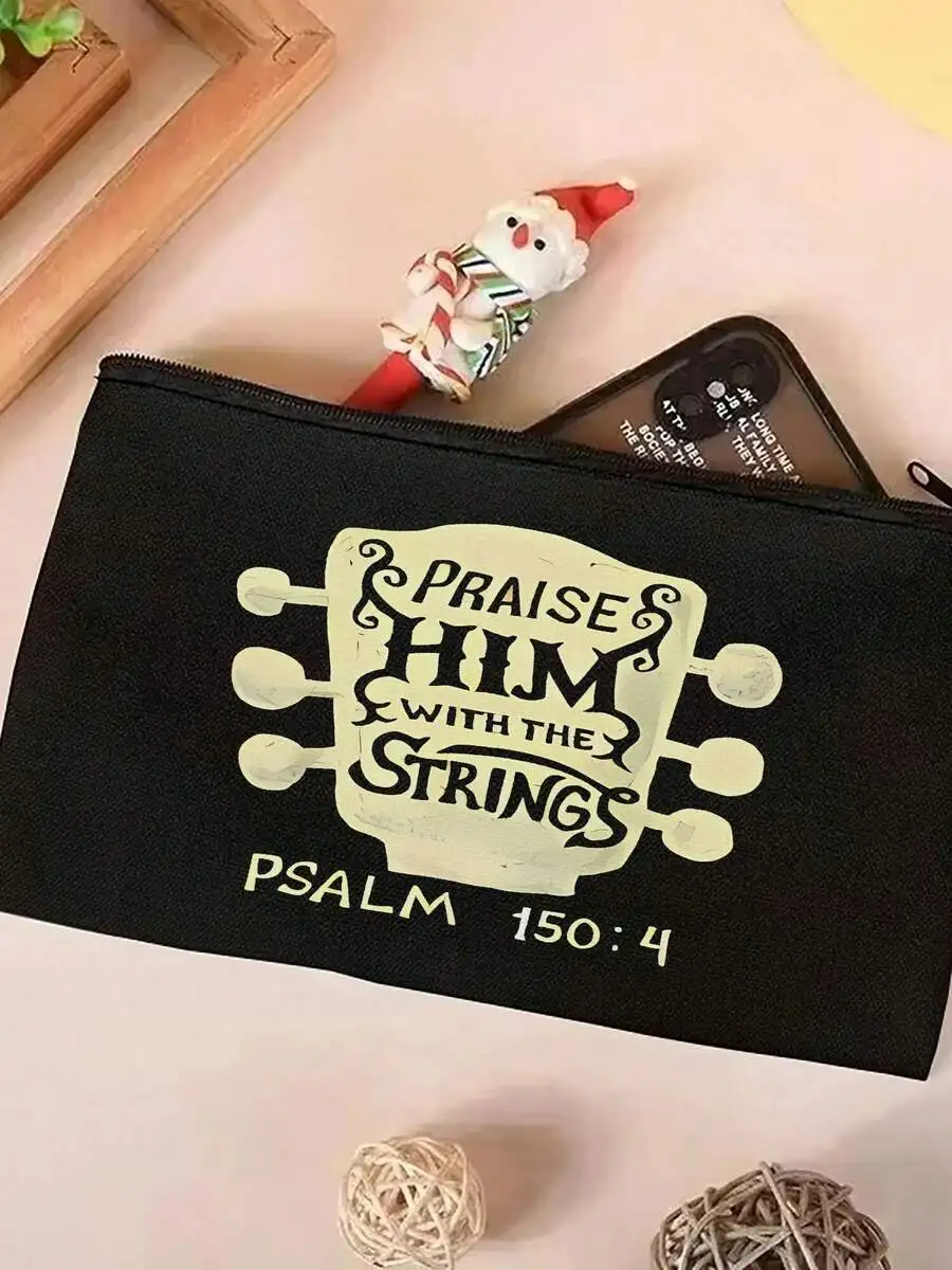 

Praise Him With The Strings Canvas Zipper Pouch Multi Purpose Storage Bag For Adults