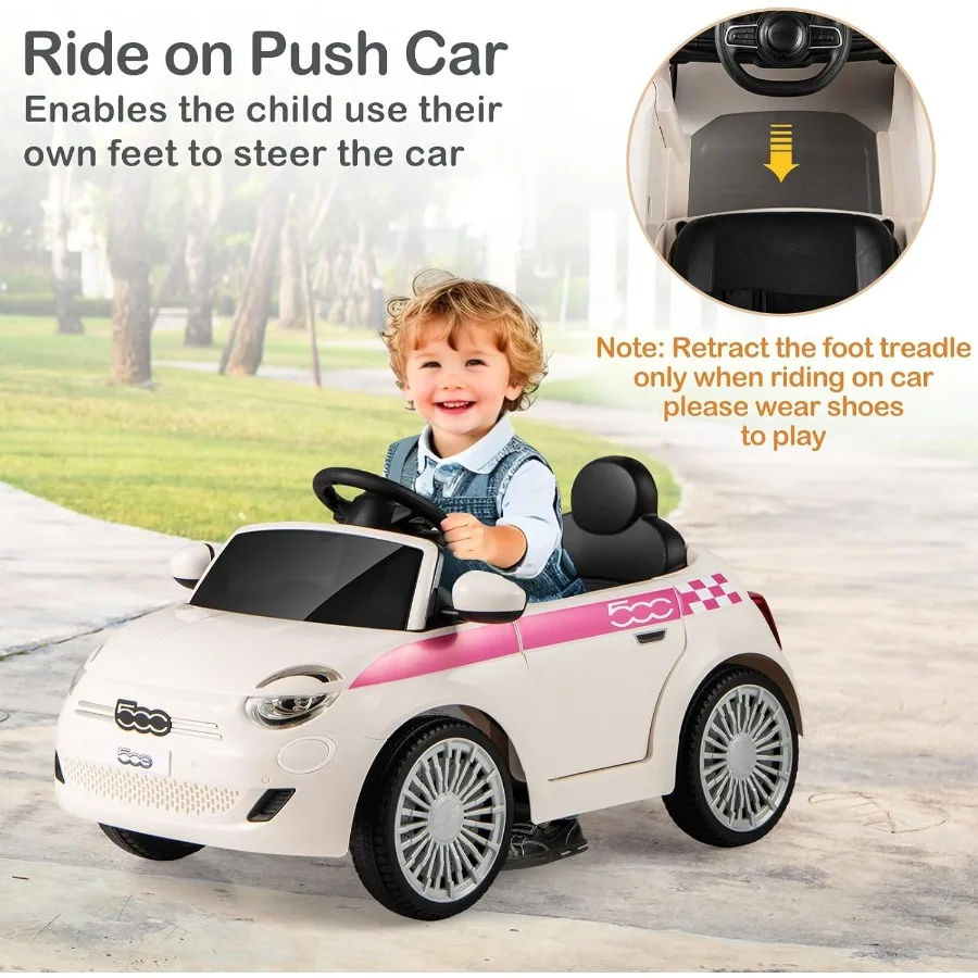 รถเข็นเด็กแบบ 3 in 1 รุ่น Fiat 500 พร้อมที่วางเท้าแบบยืดหดได้  มีที่จับควบคุมสำหรับผู้ปกครอง