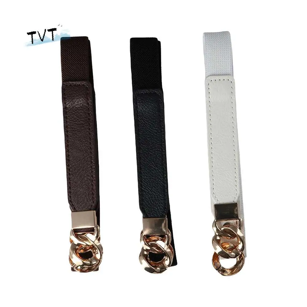

Female Ladies Stretch Elastic PU Leather Buckle Waistband Dress Belts Women Waist Belt Waist Strap
