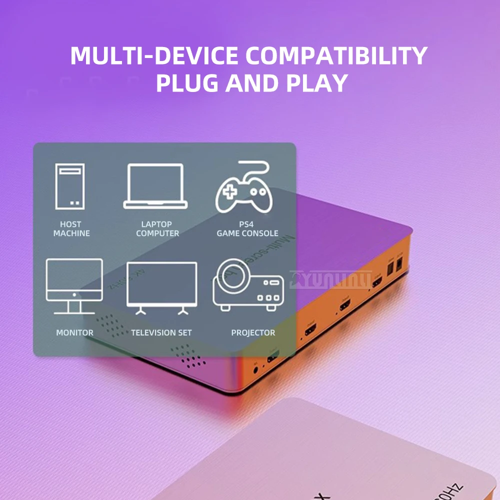 1-In-4-Out Video Wall Processor with Audio Port, Screen Splicing Control Processor, HD Uncompressed