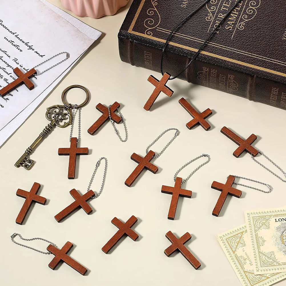 

50Pcs Mini Cross for Craft DIY Wooden Cross Hanging Ornament for Keychains Centerpieces Holiday Decor Home Spiritual Decoration