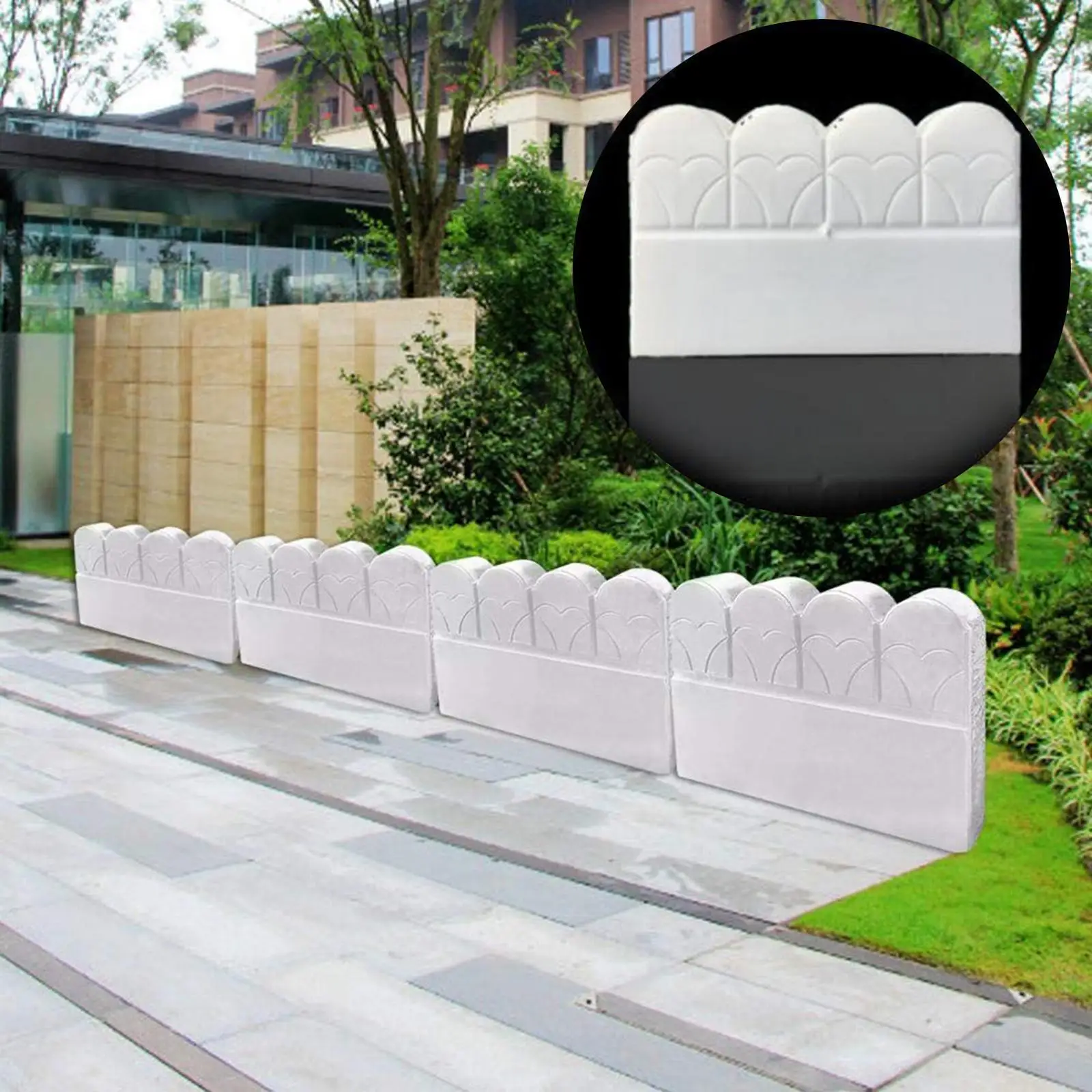 Concrete Mold Plaster Garden Fence Decor DIY Flower Bed Pavement Mould