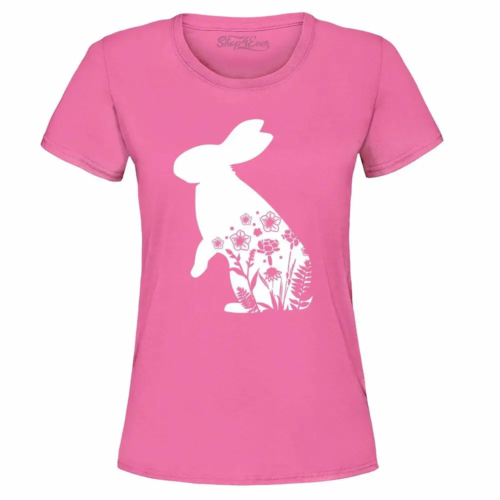 Easter Spring Flowers Women's T-Shirt Fun Cute  Rabbit ShirtsAnime Graphic T-shirts for Men Clothing Women Tees Y2K