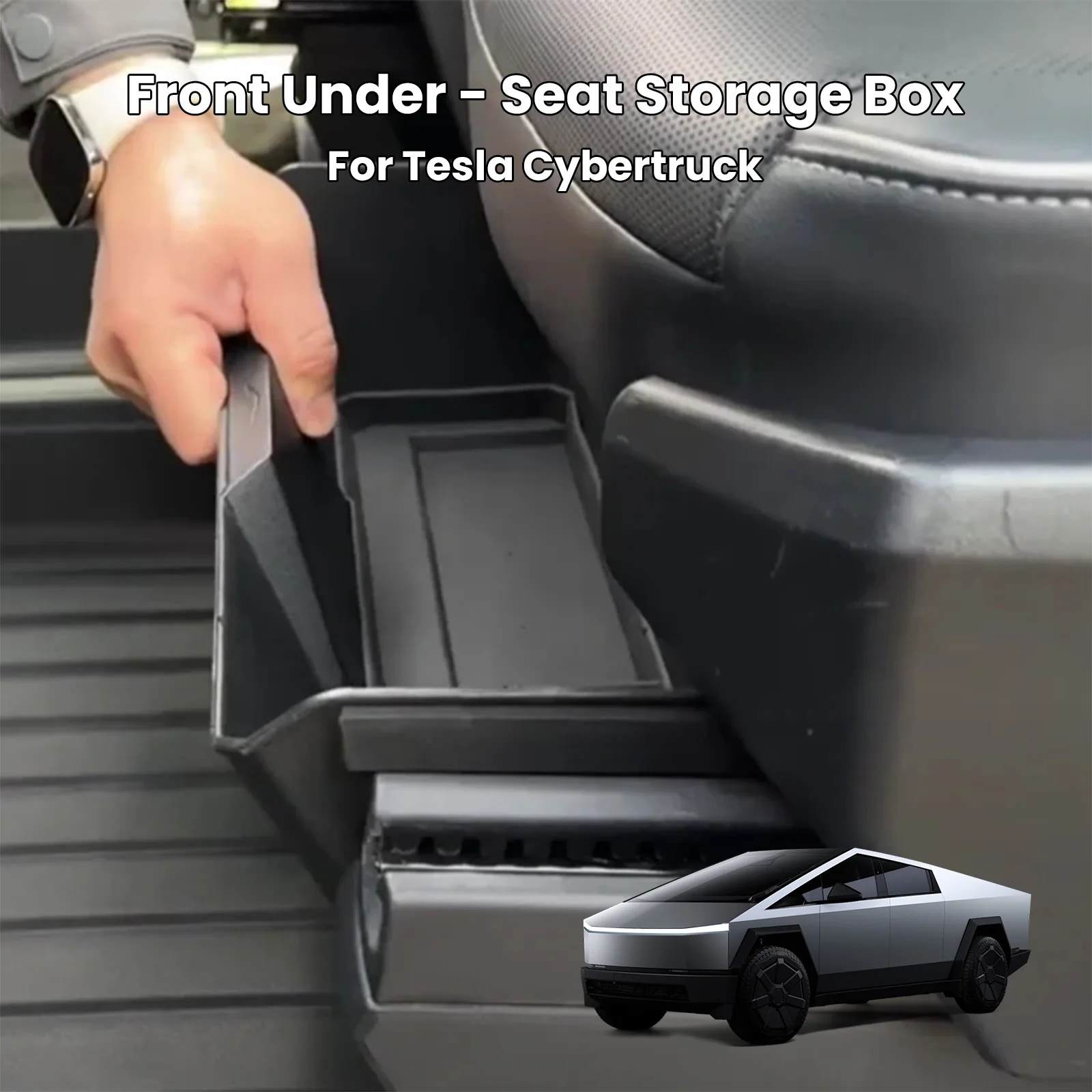 

Front Under - Seat Storage Box for Tesla Cybertruck Organizer Center Console Bins Backseat Trash Can Tray Garbage Accessories