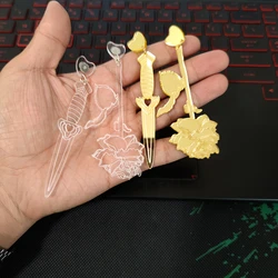 New Asymmetrical Rose Sword Drop Earrings for Women Clear Golden Acrylic Hyperbole Trendy Jewelry Rock Punk Cool Accessories