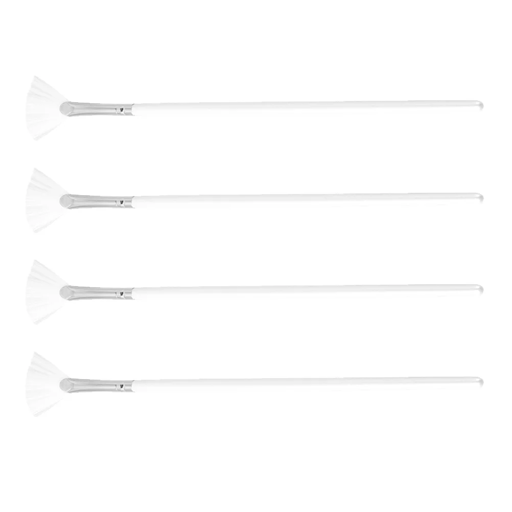 4 قطع من فرش مروحة الوجه الناعمة ذات المقبض الطويل من النايلون لكريم الطين حتى أدوات تسليط الضوء على المكياج