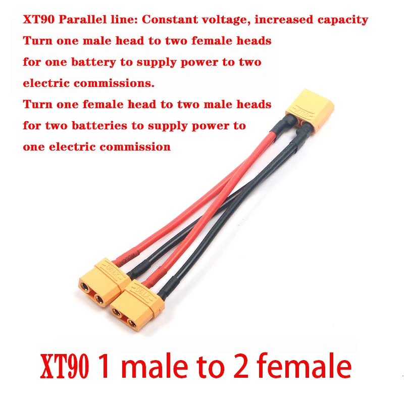 XT60 XT90 Mannelijke/Vrouwelijke Kabel Parallelle Batterijconnector 3-weg 14AWG Siliconen Draad Dubbele Verlengkabel Y-splitter voor Lader Motor