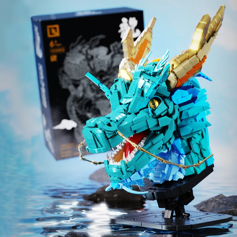 High Difficulty Building Block 3d Three-dimensional Model Zodiac Tiger Rabbit Dragon Head Assembly Building Block Toy Decoration