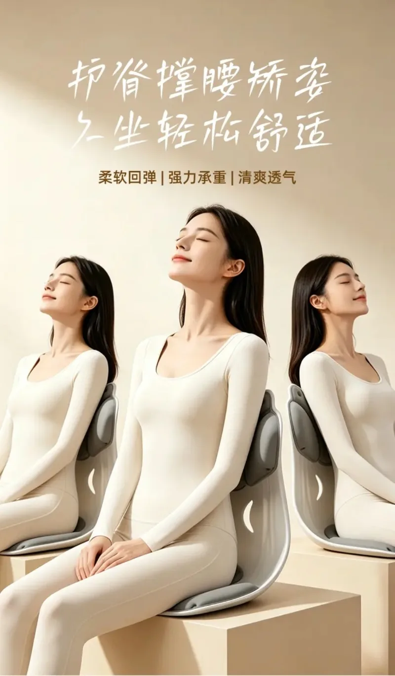 Eskai Waist Cushion Sedentary Adult Corrective Sitting Posture Shell Petal Chair Backrest Chair Cushion