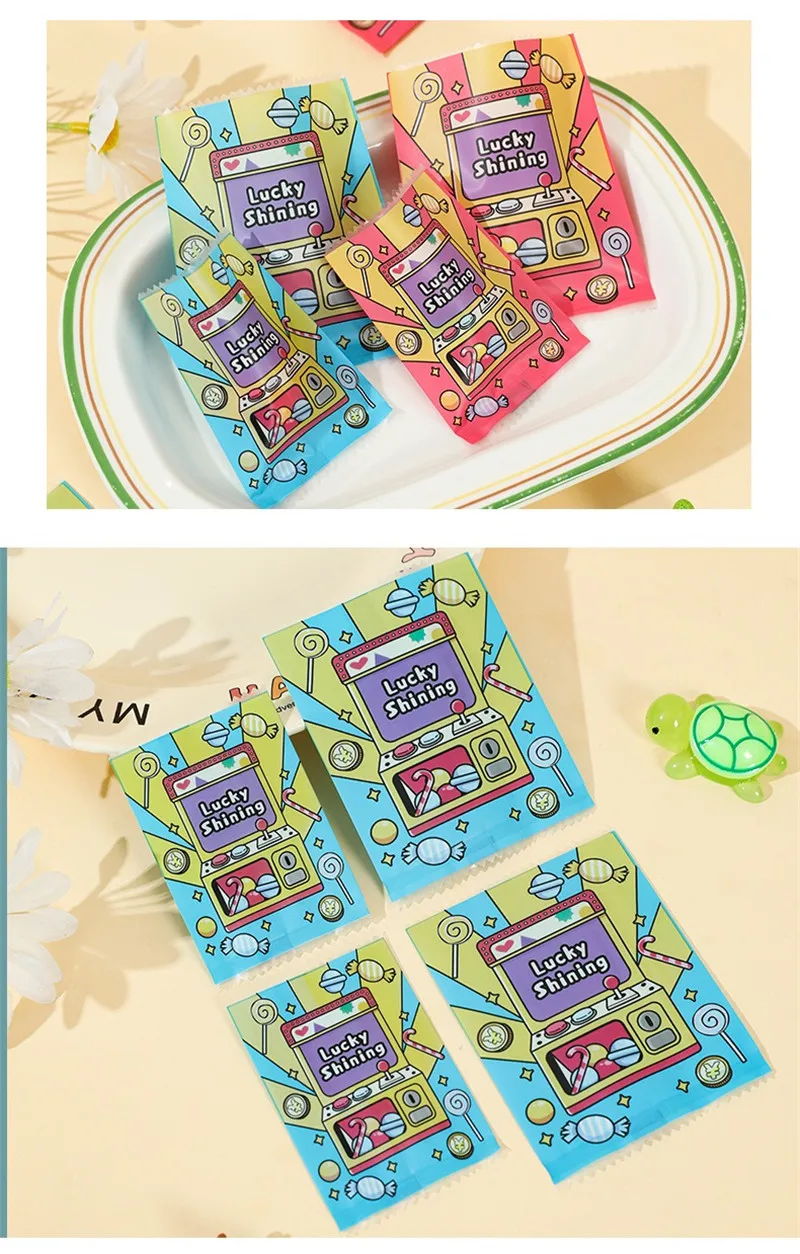 100 Stück Glänzende Glücksbeutel mit Aufdruck, Neue Leere Tüten für Süßigkeiten, Mini-Spielzeug, DIY-Partygeschenke, Verpackung – Detail 2