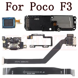 USB Charging Port Board For Xiaomi Poco F3 M2012K11AG Bottom Earpiece Loudspeaker Power Volume SIM Reader Motherboard Flex Cable
